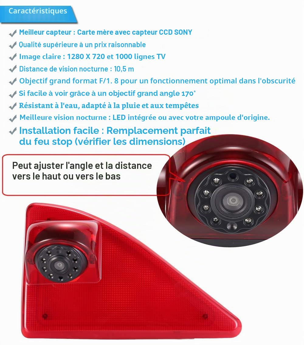 Vue Arrière de Voiture Caméra Lampe de Frein Lumière de Frein Caméra de recul pour Opel Vauxhall Movano AB 2010/Renault Master AB 2010/ Nissan NV400 AB2010
