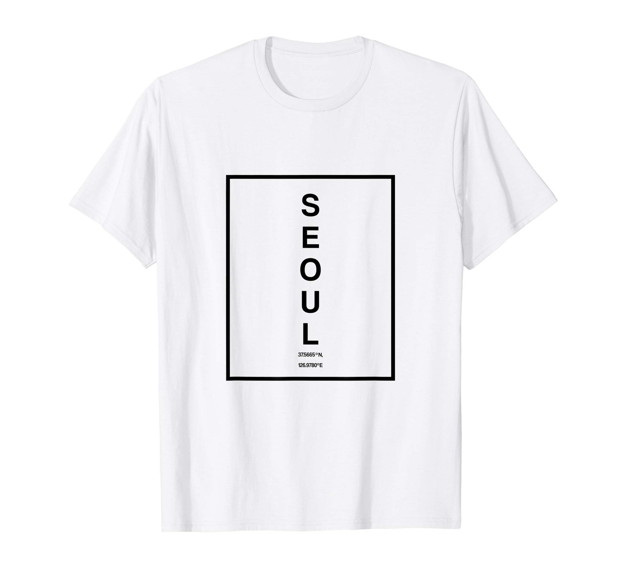 Hikikomori TypographySeoul City South Korea Coordinates Minimalist T-ShirtOEKO-TEX STANDARD 100