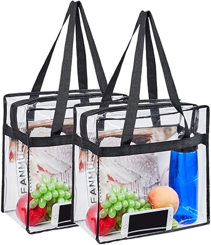 Bolsa de mano transparente aprobada por el estadio, bolsa transparente para viajes y gimnasio, 12 x 6 x 12 pulgadas, M