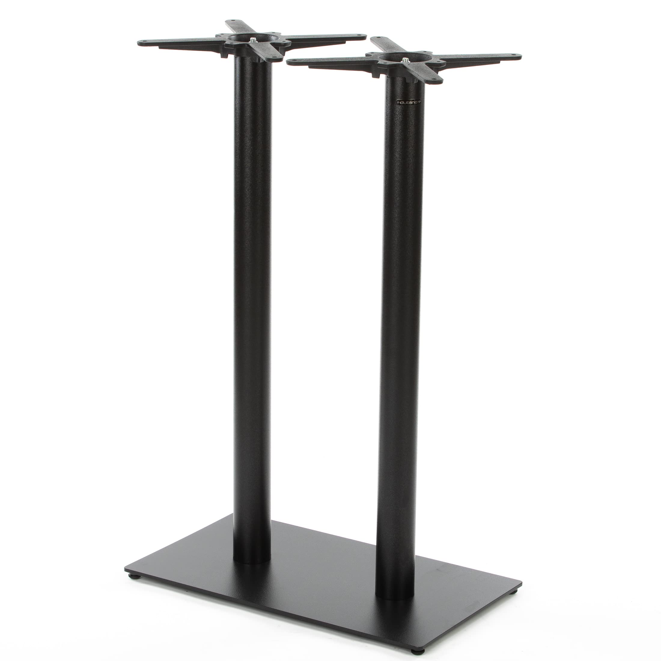 Premium Doppel-Stehtischgestell - PJ6592/110 | schwarz | Höhe 108 cm | Bodenplatte 75x40 cm | max. Tischplattengröße 120x70 cm | runde Stahlsäulen | Ideal für Stehtische