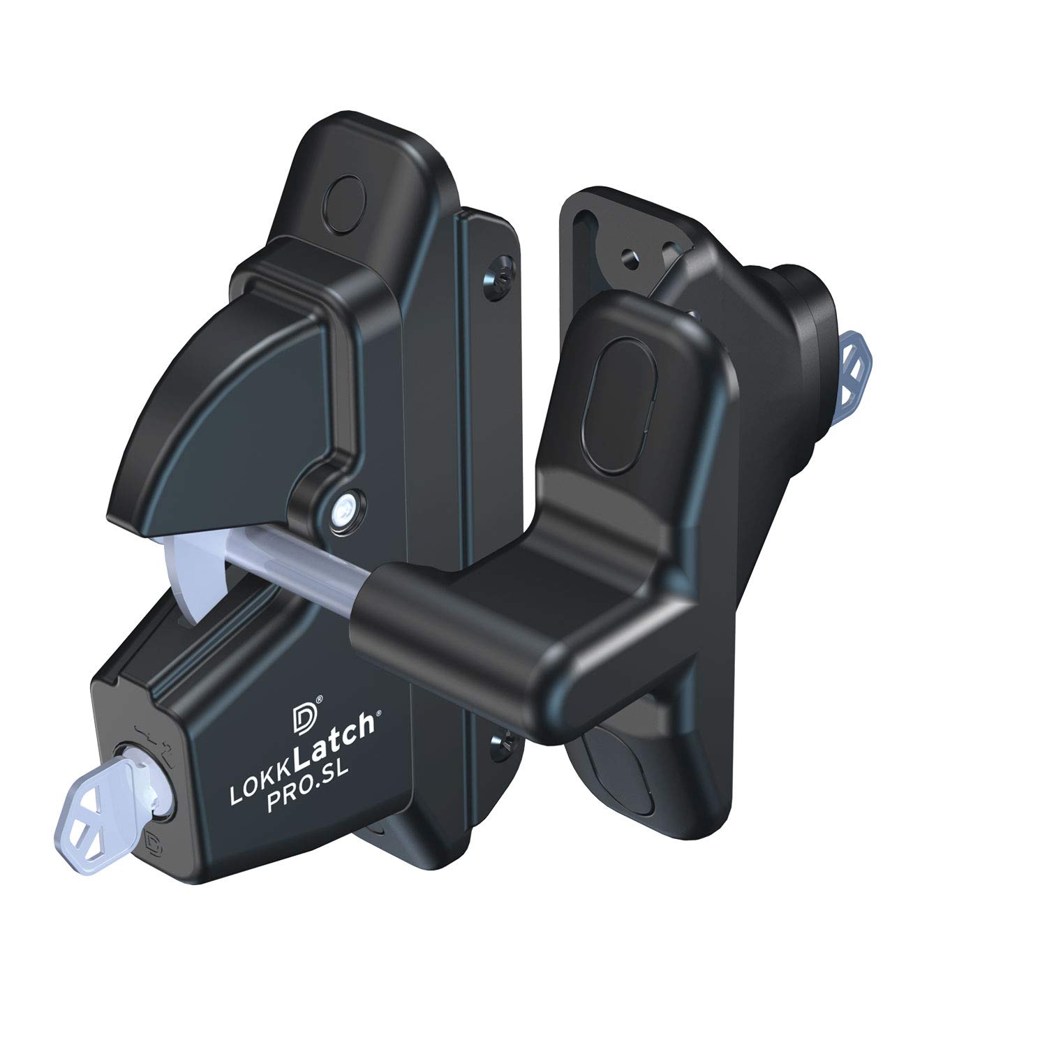 D&D Technologies LokkLatch PRO LLP2S-K Security Gate Lock, Self-Locking, Adjustable Vertical & Horizontal, Six Pin Key Lockable, for Any Square Post Vinyl or Composite Gate