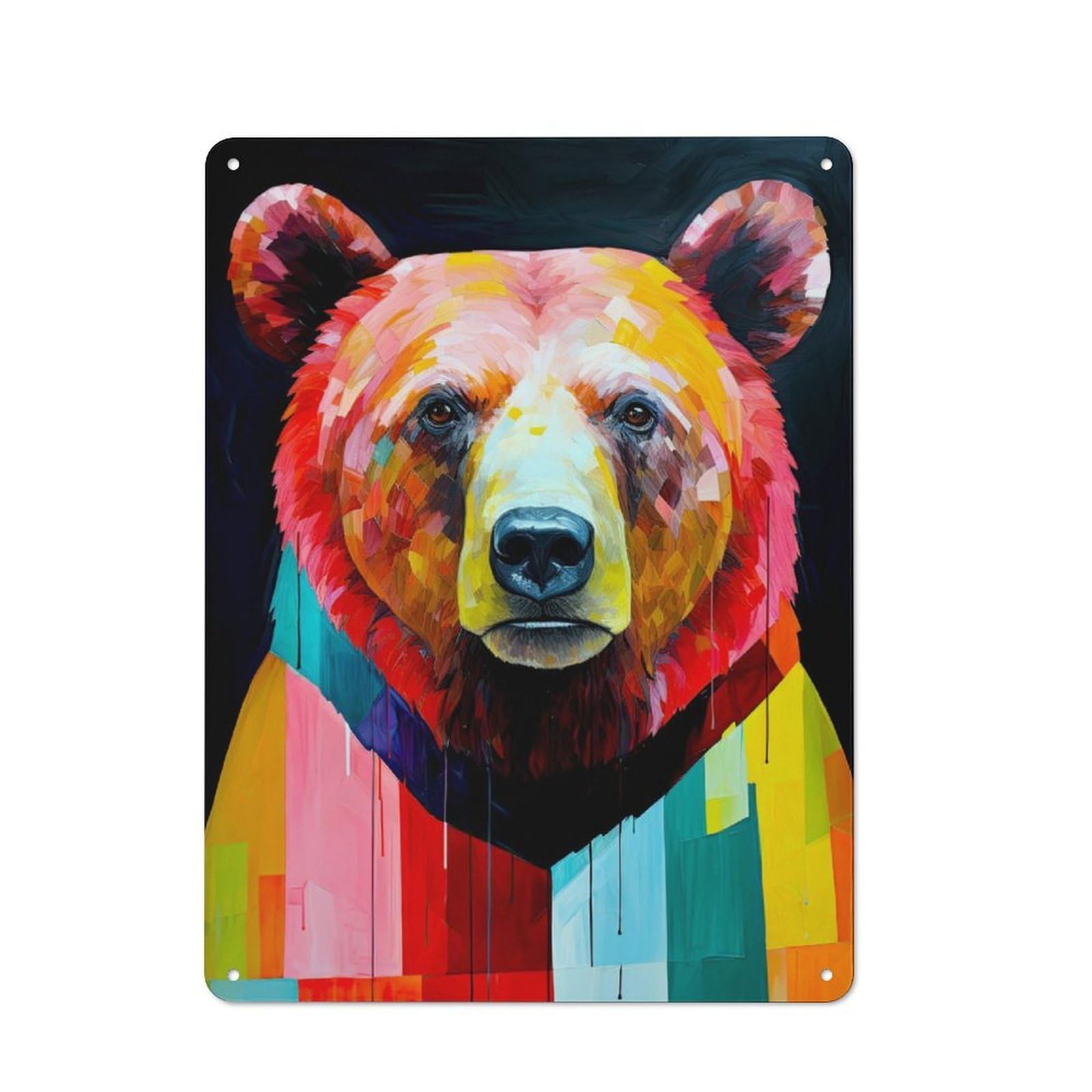 Bear Illustration Retro-style Metal Plaque 40x30cm for Garage Or Workshop, for Garage, Workshop And Man Cave Decoration