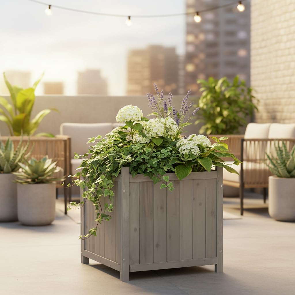 blumenkasten grau 50 cm JARDI 50 Rusty – Balkonkasten 50x17x17 cm 8 kg Naturschiefer Braun –  CLIMAQUA