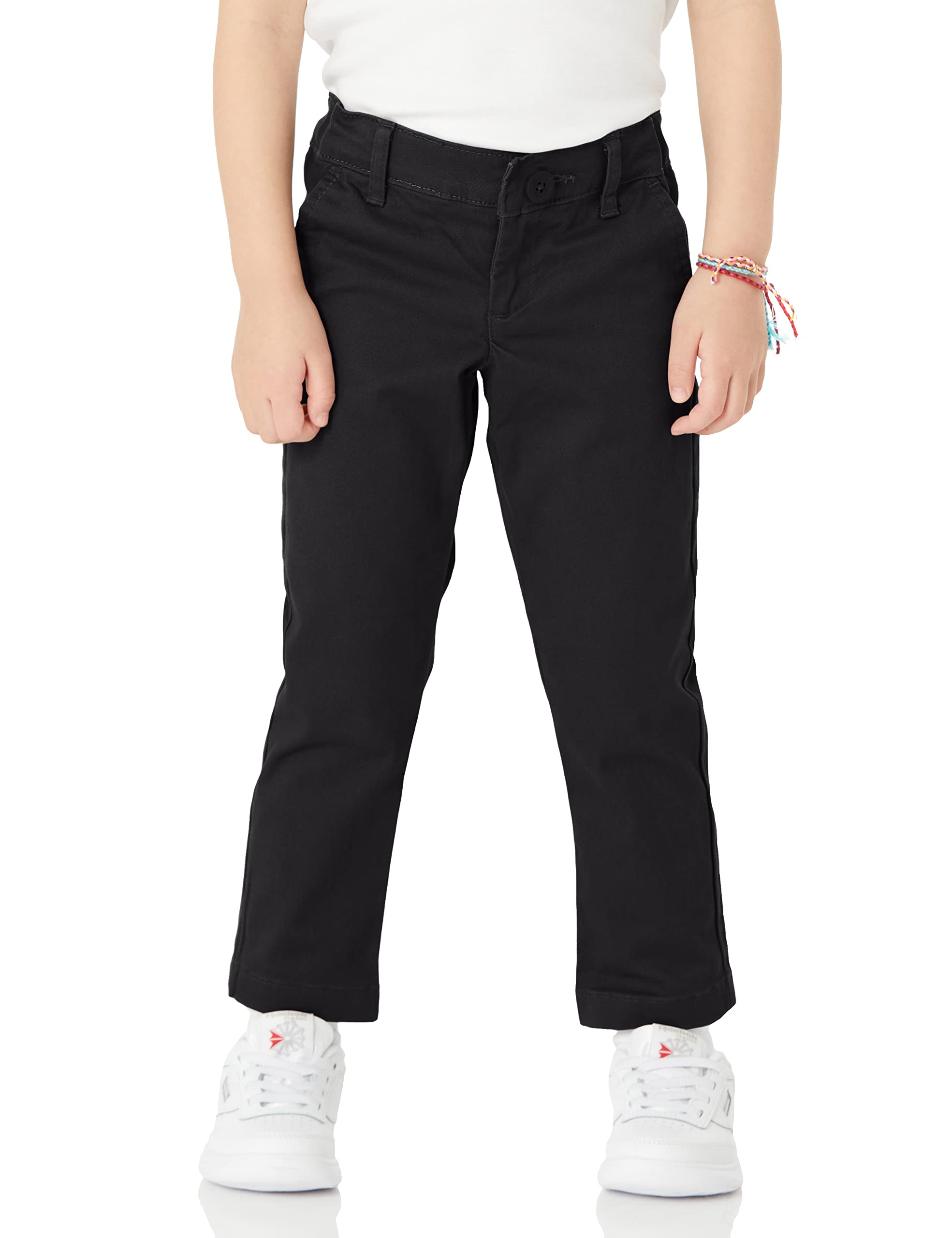 Amazon Essentials Pantalones Chinos Uniformes con Parte Delantera Plana Niña, Pack de 3