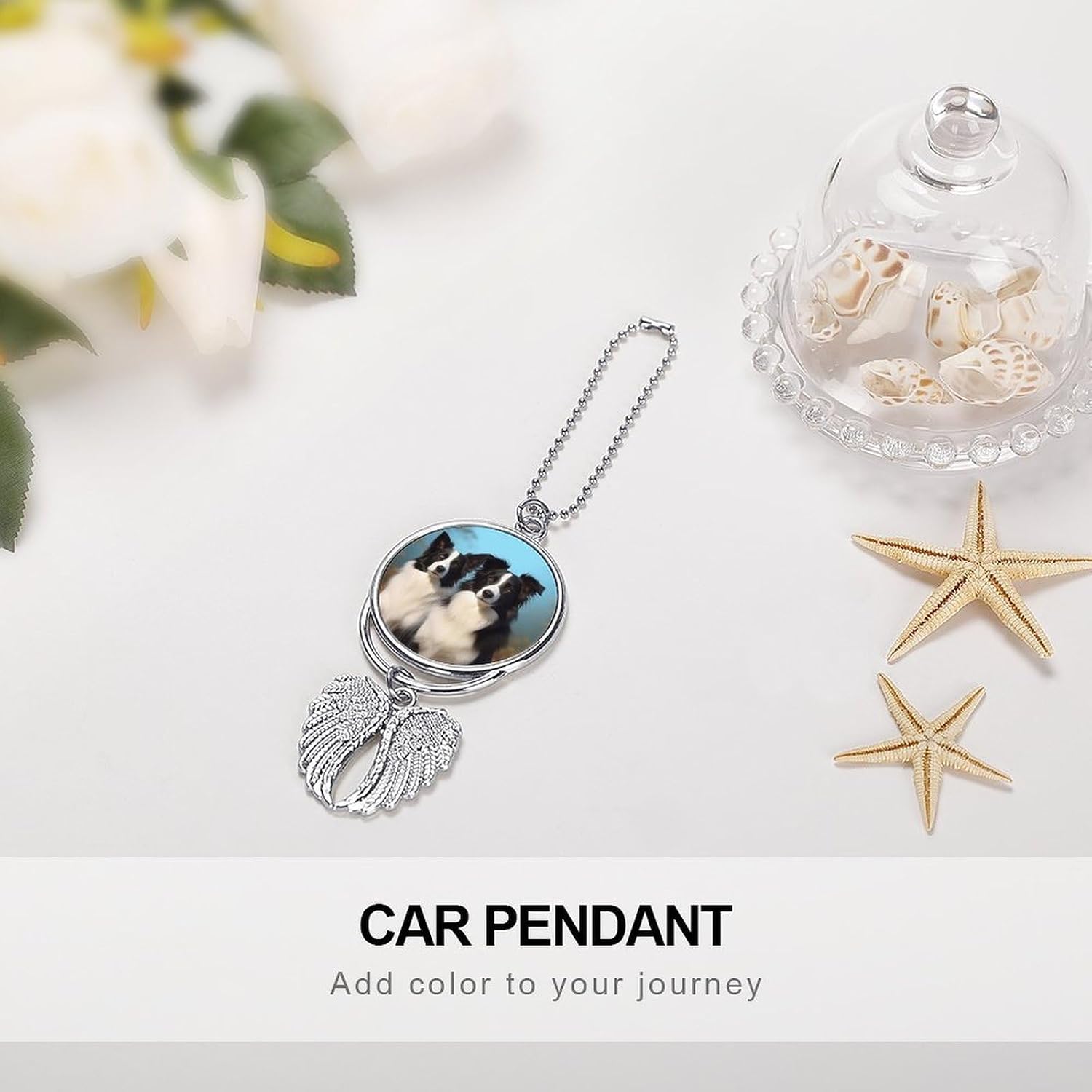 Border Collie Guardian Angel Car Charm for Rear View Mirror image 4