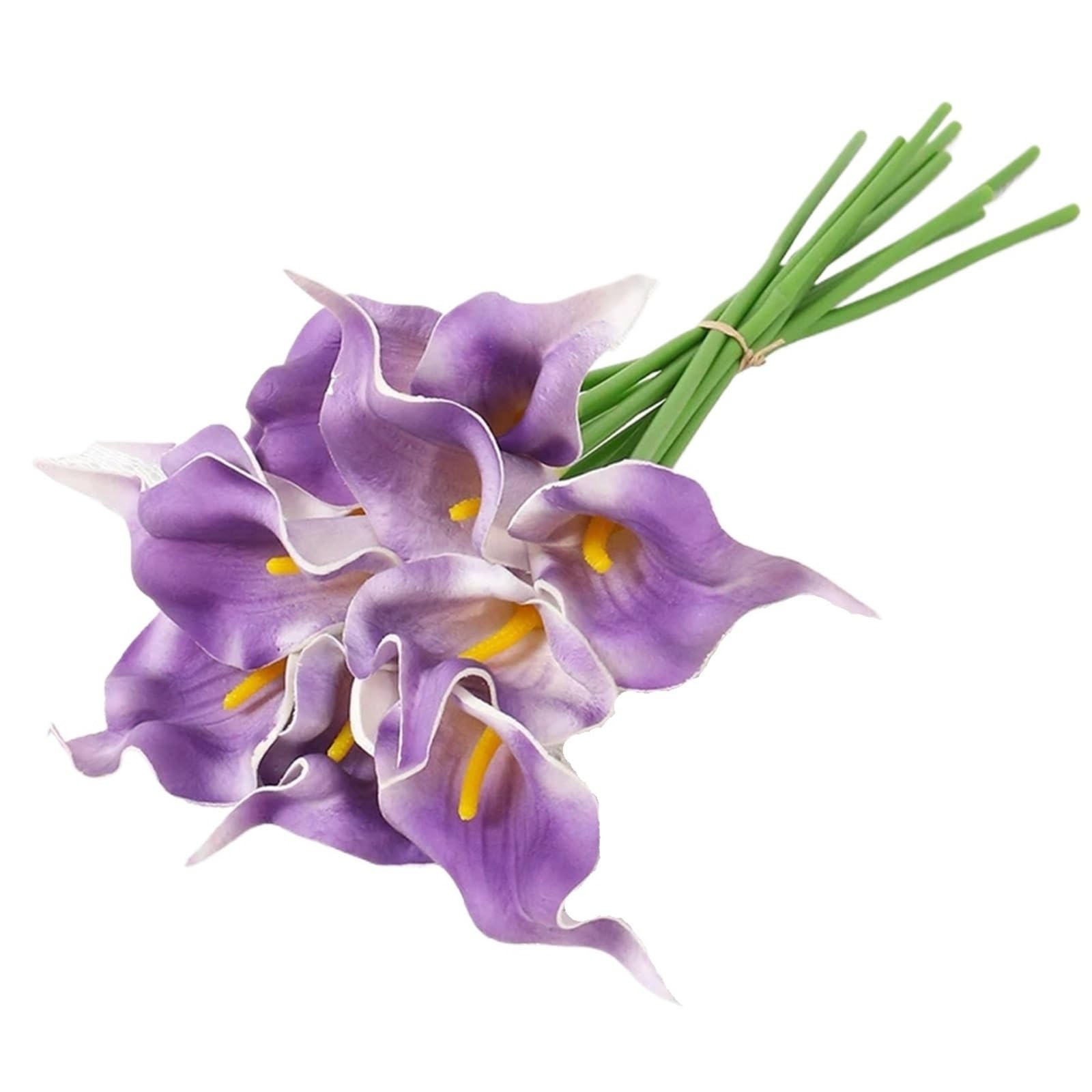Dcrxz Artificial Flowers 10Pcs PU Artificial Calla Lily Artificial Flowers Bouquet Fake Flower Decorations for Home Room Wedding Bridal Vase Ornament(Purple)