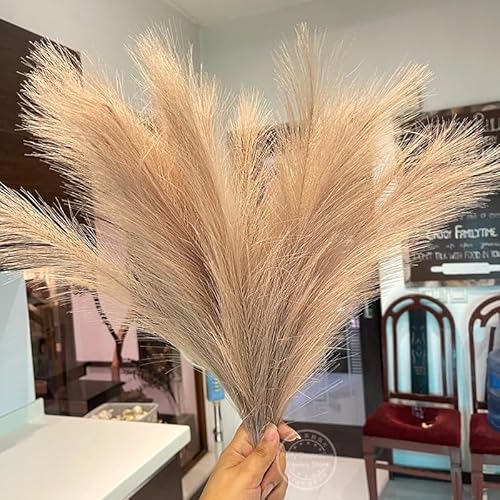 10 PCS Grama de pampas falsa, grama curta oficial pomposa de 22,3 polegadas Floral Pompas falsas Ram