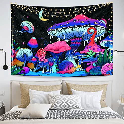 Bakovity Mushroom Tapestry Snail Tapestry Mystical Night Sky Star Moon Plant Tapestry Bedroom Aesthetics (50X60 Inches) #TOP2