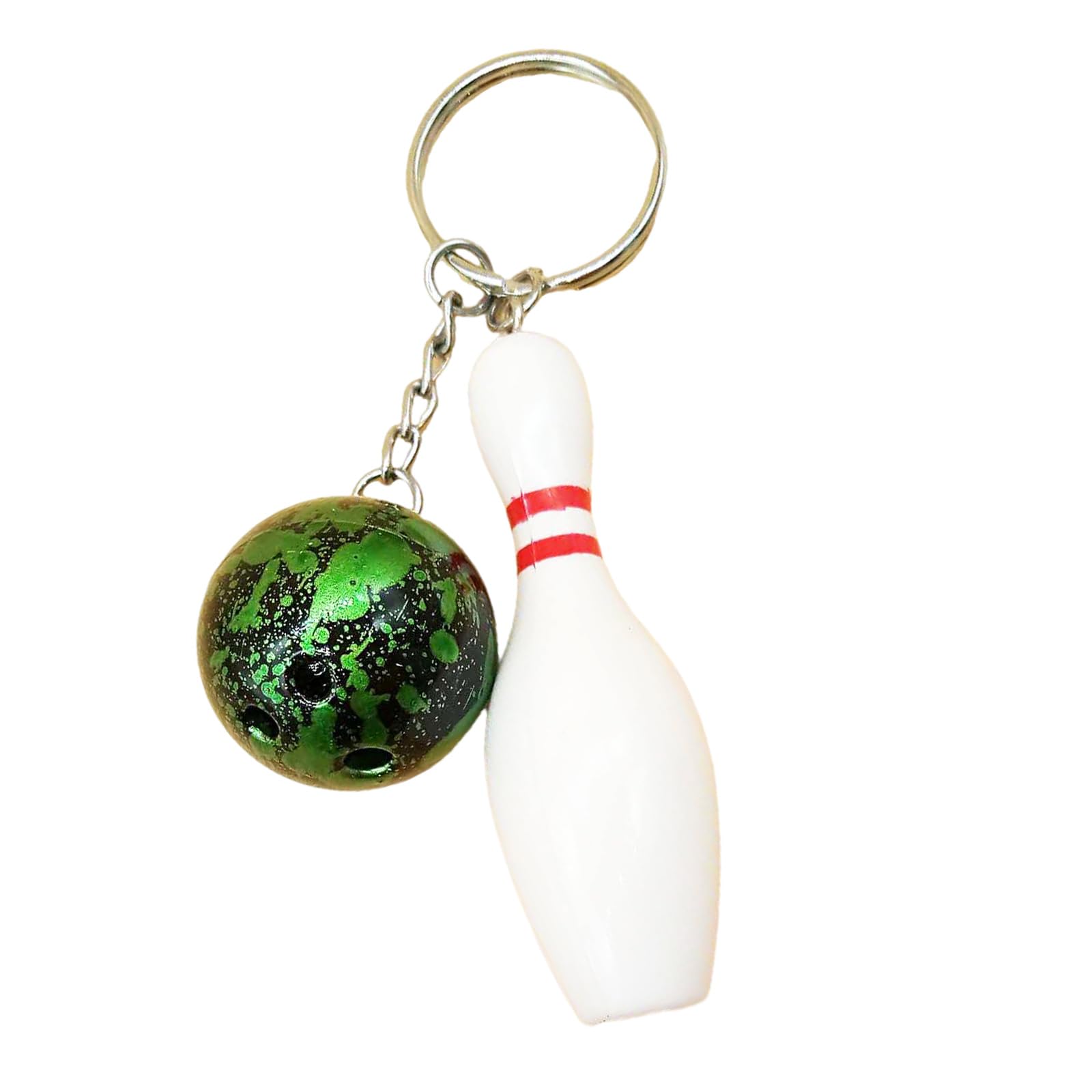 Tenyele Green Creative Bowling Ball & Pin Pendant Keychain Stylish Blue Bowling Ball Keychain For Bag Decoration & Car Keyring Charm