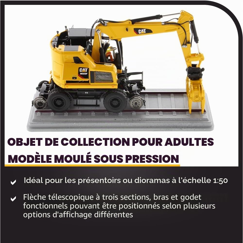 Diecast Masters 85661 - Pelle Rail-Route Caterpillar pour Chemin de Fer Cat M323F Rail, échelle 1:50, env. 6,0 x 8,3 x 16,0 cm, dès 14 Ans, Jaune