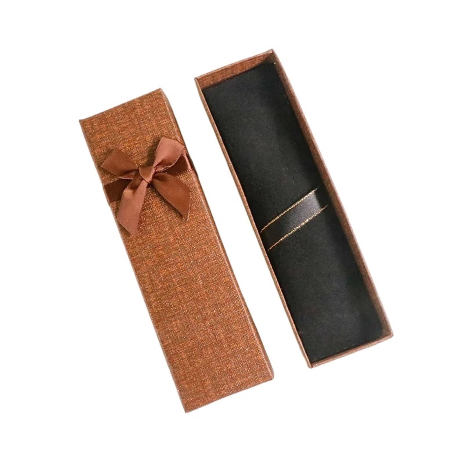 Scatolina Regalo Rettangolo Lungo da 30 Pezzi for Penna, Collana, Portagioie, Scatola di Carta Dura, Scatola di Carta con Fiocco, Scatola di Imballaggio Carina, Regalo di Fidanzamento(Coffee)