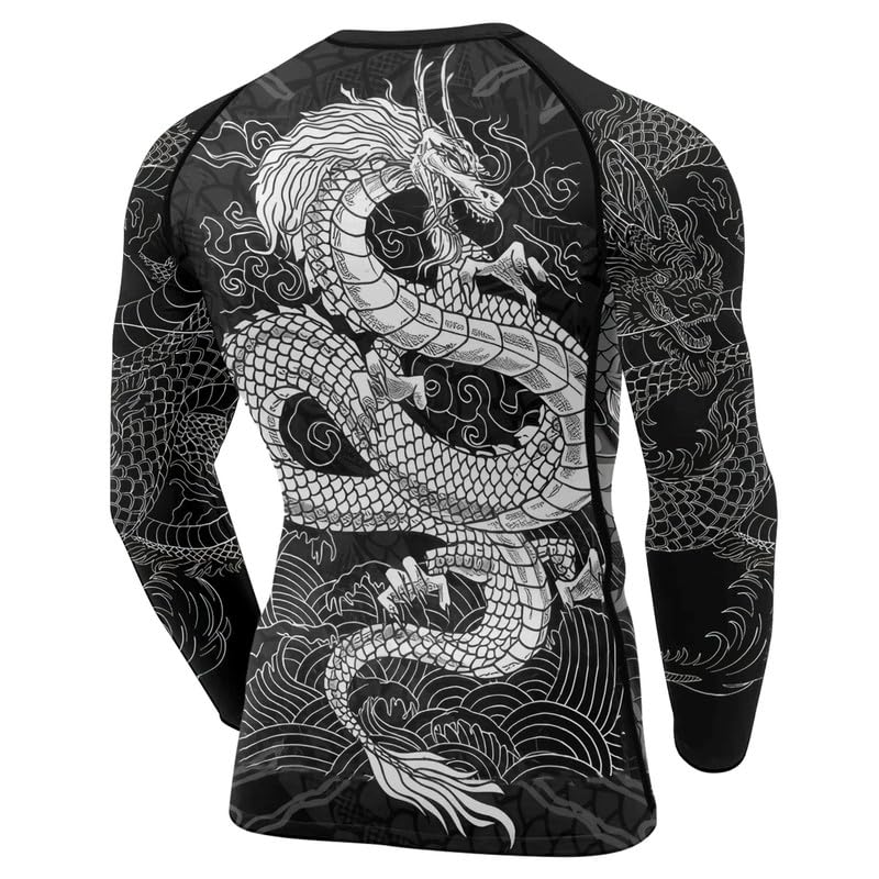 Dragon Long Sleeve Compression Shirt Baselayer Skin Performance Fit Rash Guard for Men MMA BJJ Jiu Jitsu3