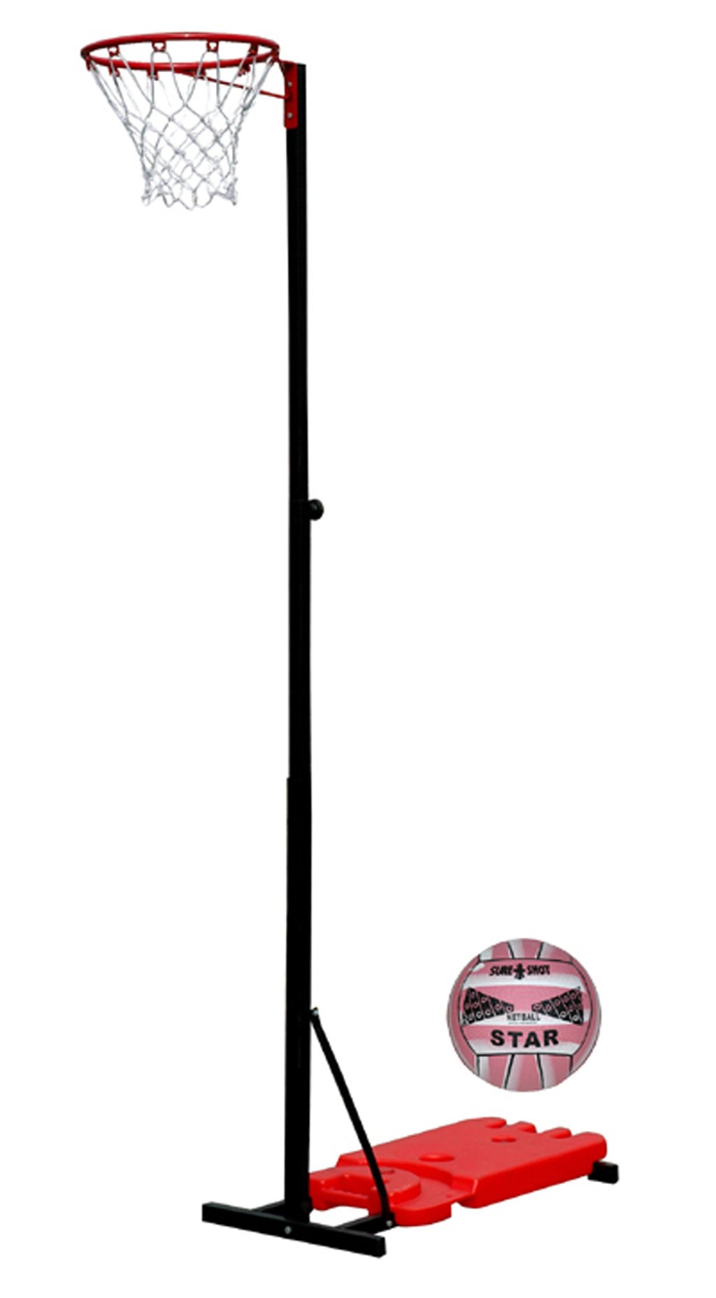 Sure Shot Easi Play Junior Unit With Star Ball Adjuatble Netball Unit - Red/Black/Pink, 10 Ft
