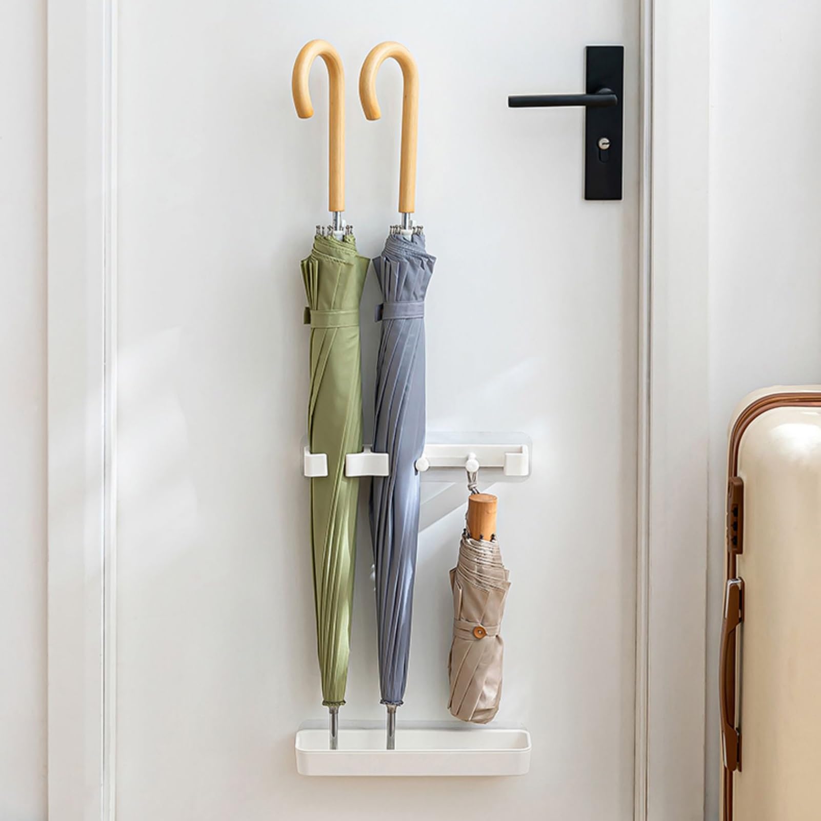 Porte-parapluie en plastique sans perforation ajustable en hauteur