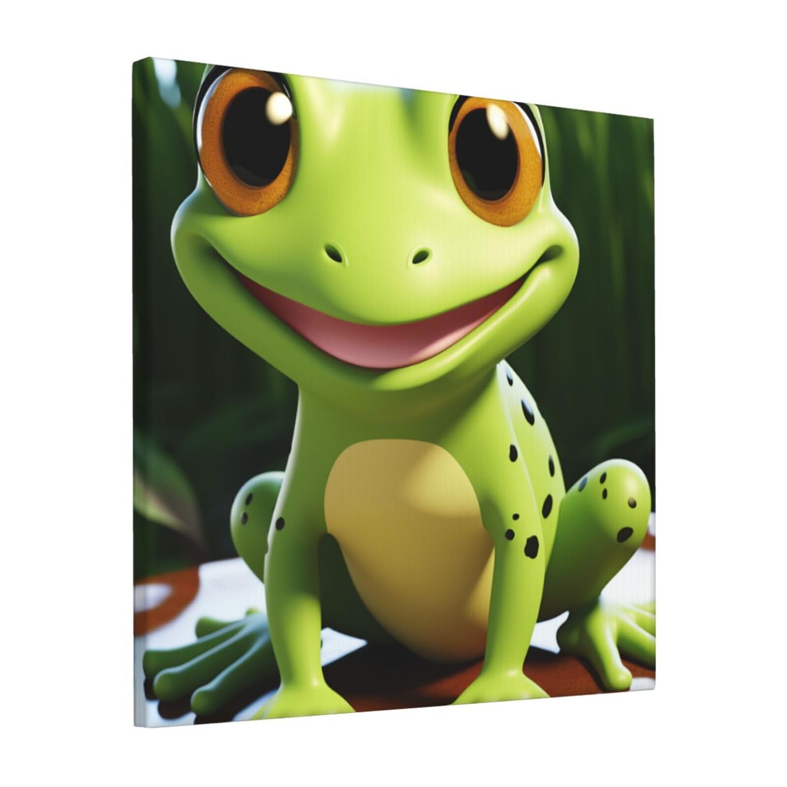KLOPH cute frog Canvas Wall Art for Living Room 12"x12" Modern Artwork Painting for Bathroom Hanging Canvas Prints Aesthetic Wallart for Bedroom Kitchen Office Wall Decor