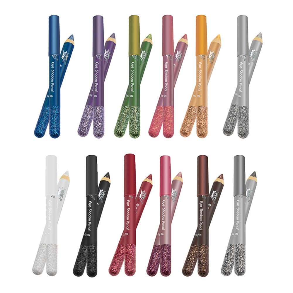 Azonee Glitter Eyeliner Pencils, 12 Metallic Colors Eyeliners Eyeshadow Pencil Set, Natural Long Lasting Hypoallergenic Eye Makeup Long Lasting Gorgeous Makeup Pen for Women