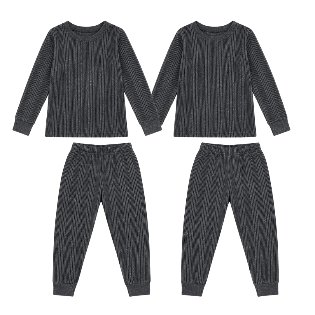 TIXY Winter Wear Thermal Set for Kids Pack of 2 | Full Sleeve Round Neck Ribbed Winter Thermal Top & Bottom Set | Ultra Soft Cotton Poly Blend | Warm Innerwear | Unisex Boys & Girls-image-27