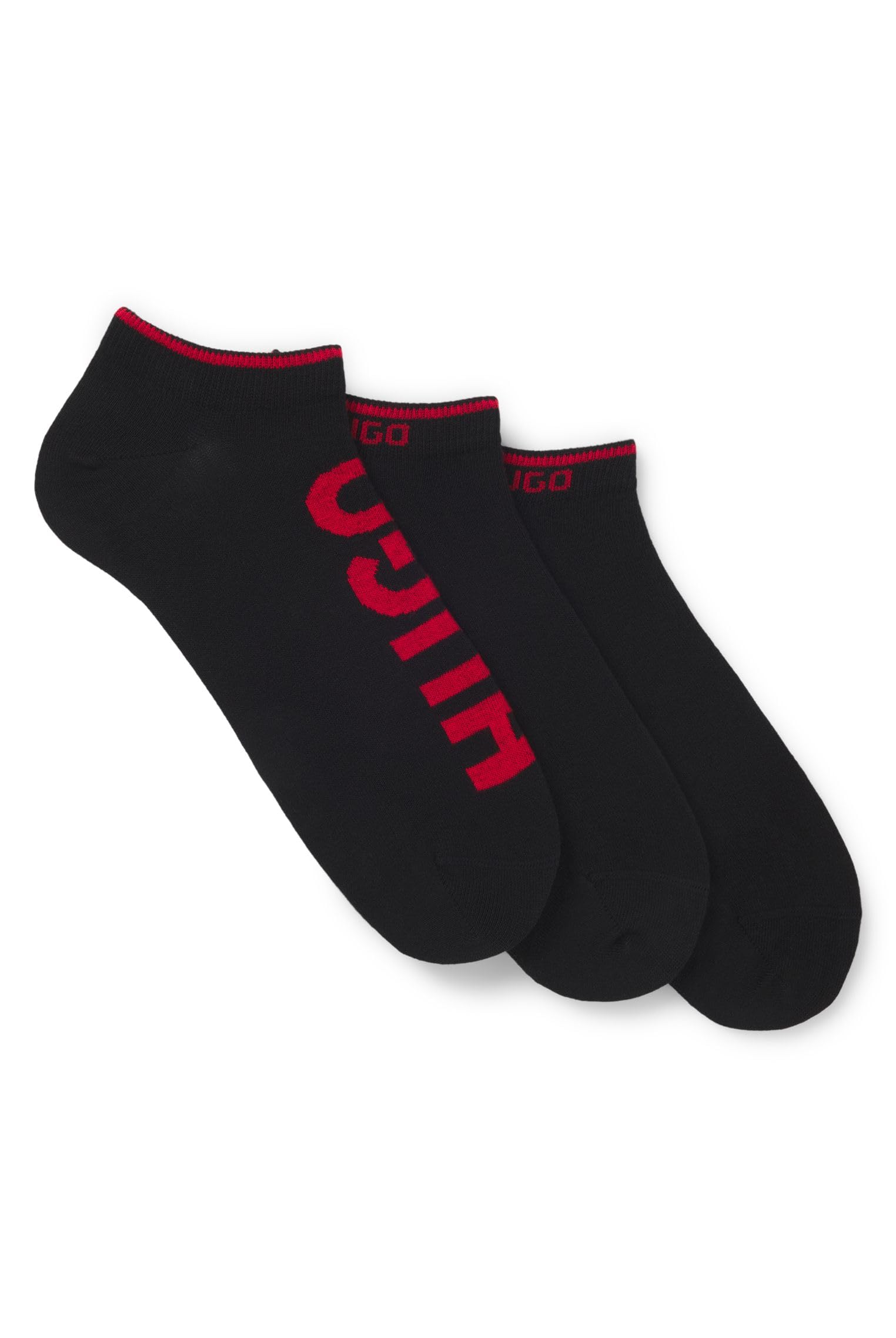 Hugo Men's Black 001 3P As Logo Cc Ankle Socks, 39-42