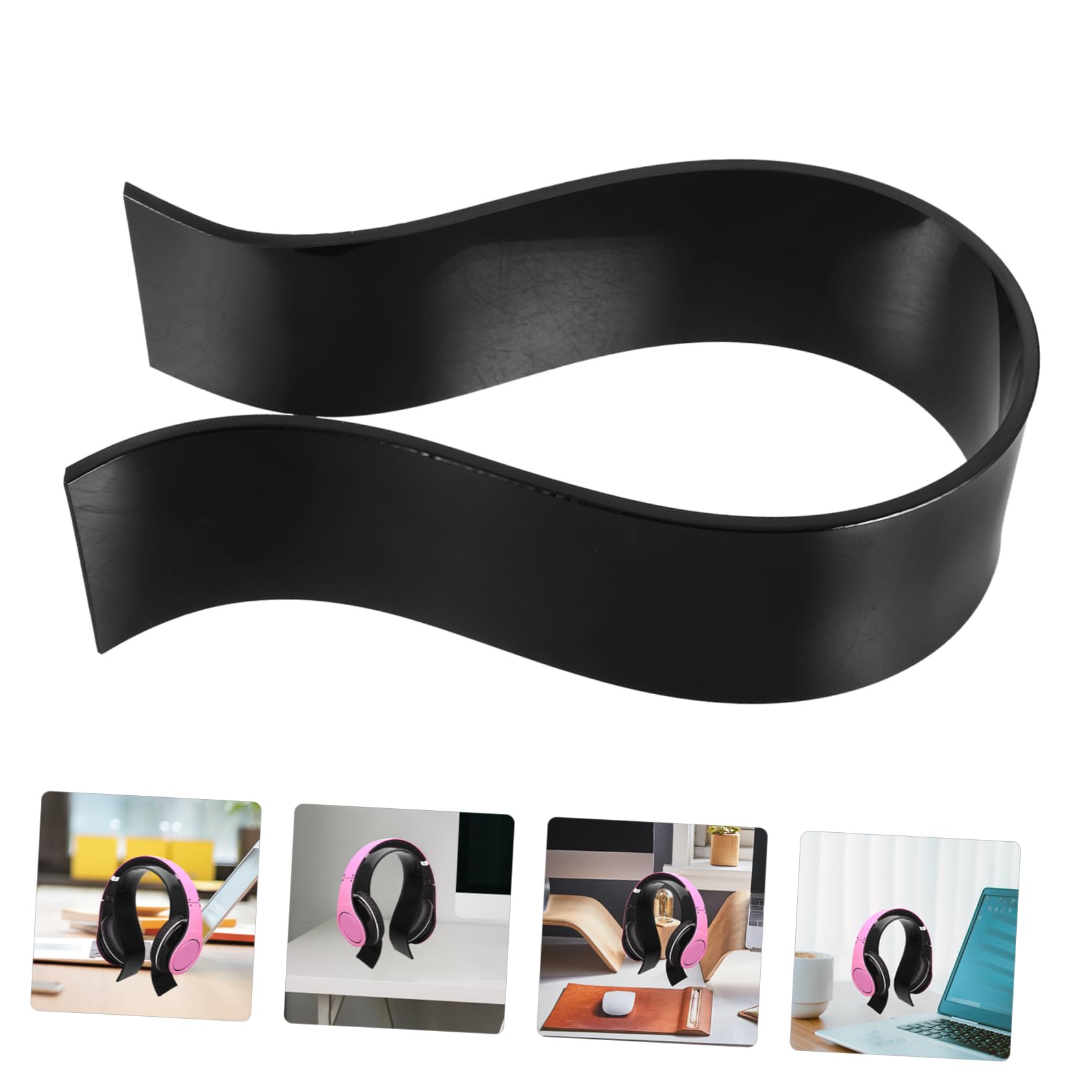 SHINEOFI 4 Piezas Soporte Acrílico Para Auriculares Soporte Para Auriculares Estante Para Auriculares Gancho Para Auriculares Colgador De Auriculares De Escritorio Black
