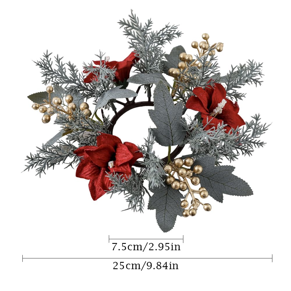 Christmas Candle Ring Kitchen Cabinet Wreath Xmas Table Centerpieces 9.8
