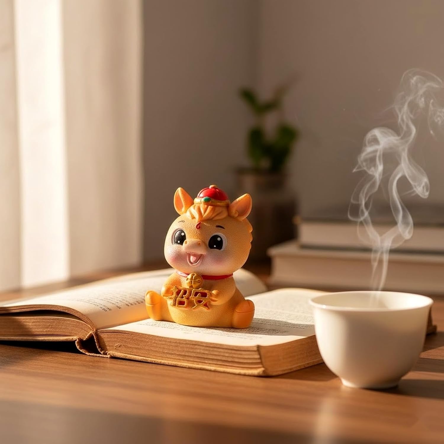 LOGOFUN 8pcs Chinese Horse Figurine Resin Zodiac Animal Statue for Home Office Decoration 2026 New Year Birthday Present