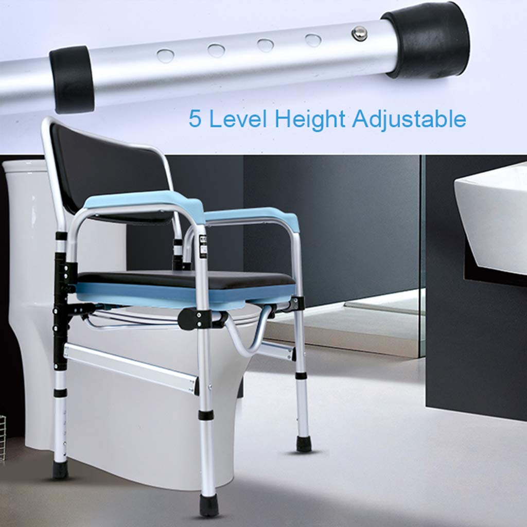 Sedia da Toilette per disabili a Elevata capacità Sedile vasino per Anziani Altezza Regolabile Bagno Sgabello per Doccia Comoda Imbottita Sedia Telaio di Sicurezza Rotaie Max.150 kg