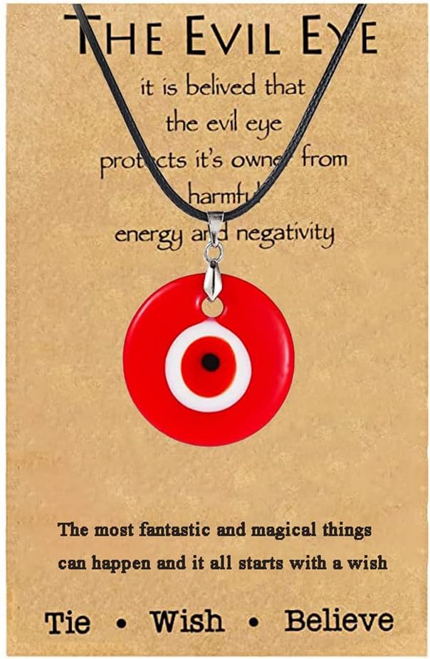 COLORFUL BLING Turkish Blue Evil Eye Pendant Necklace Leather Rope Chain Cord Glass Evil Eye Protection Lucky Jewelry for Women Men