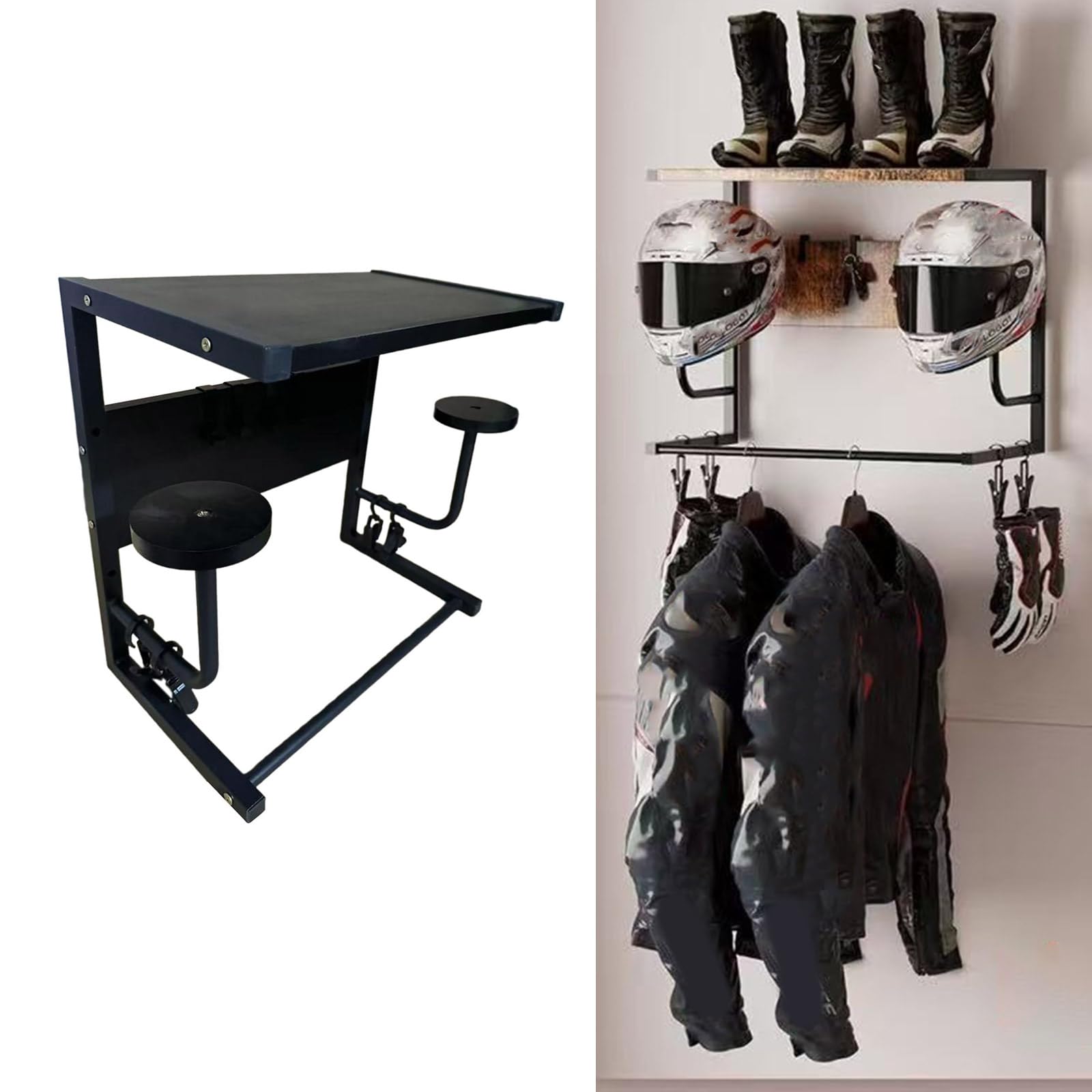 Base antiscivolo Espositore Mensola In Legno E Struttura Metallica Scaffale Per Casa Garage Decorazione Caschi Moto Espositore In Legno E Metallo