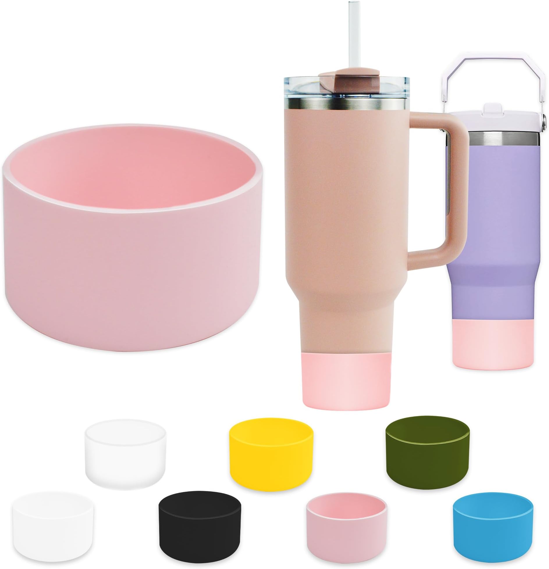 Turmaster Silicone Boot for Stanley 40 oz Quencher Tumbler,Silicone Cups Sleeve for Stanley IceFlow 20oz 30oz,Stanley Cup Accessories, Protective Cover for Water Bottle Bottom