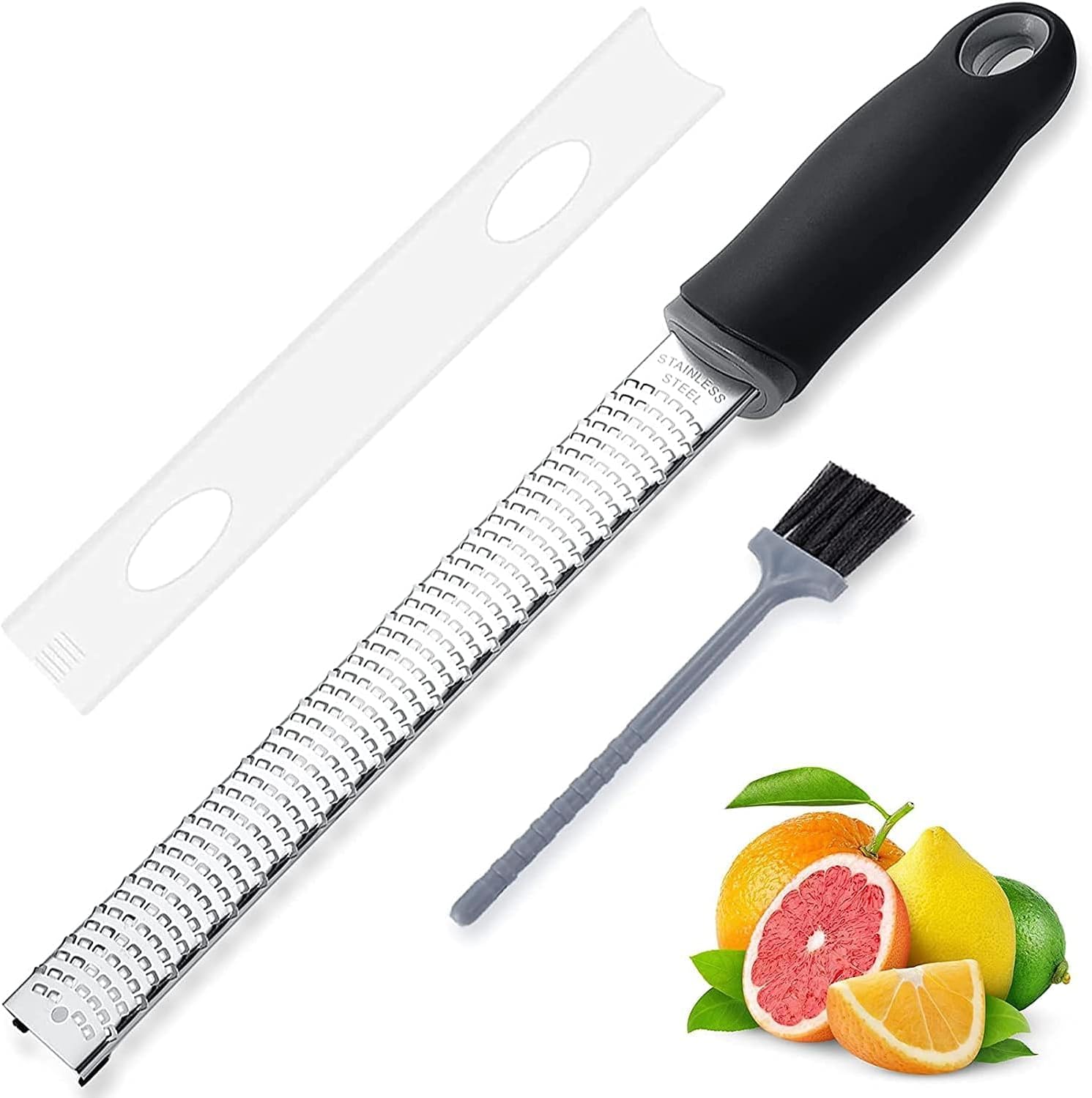 Lemon Zester & Cheese Grater & Vegetable Grater,Heavy Duty Grater Professional Kitchen Zester for Garlic, Ginger, Vegetables, Fruits, With Razor Protective Cover and Cleaning Brush