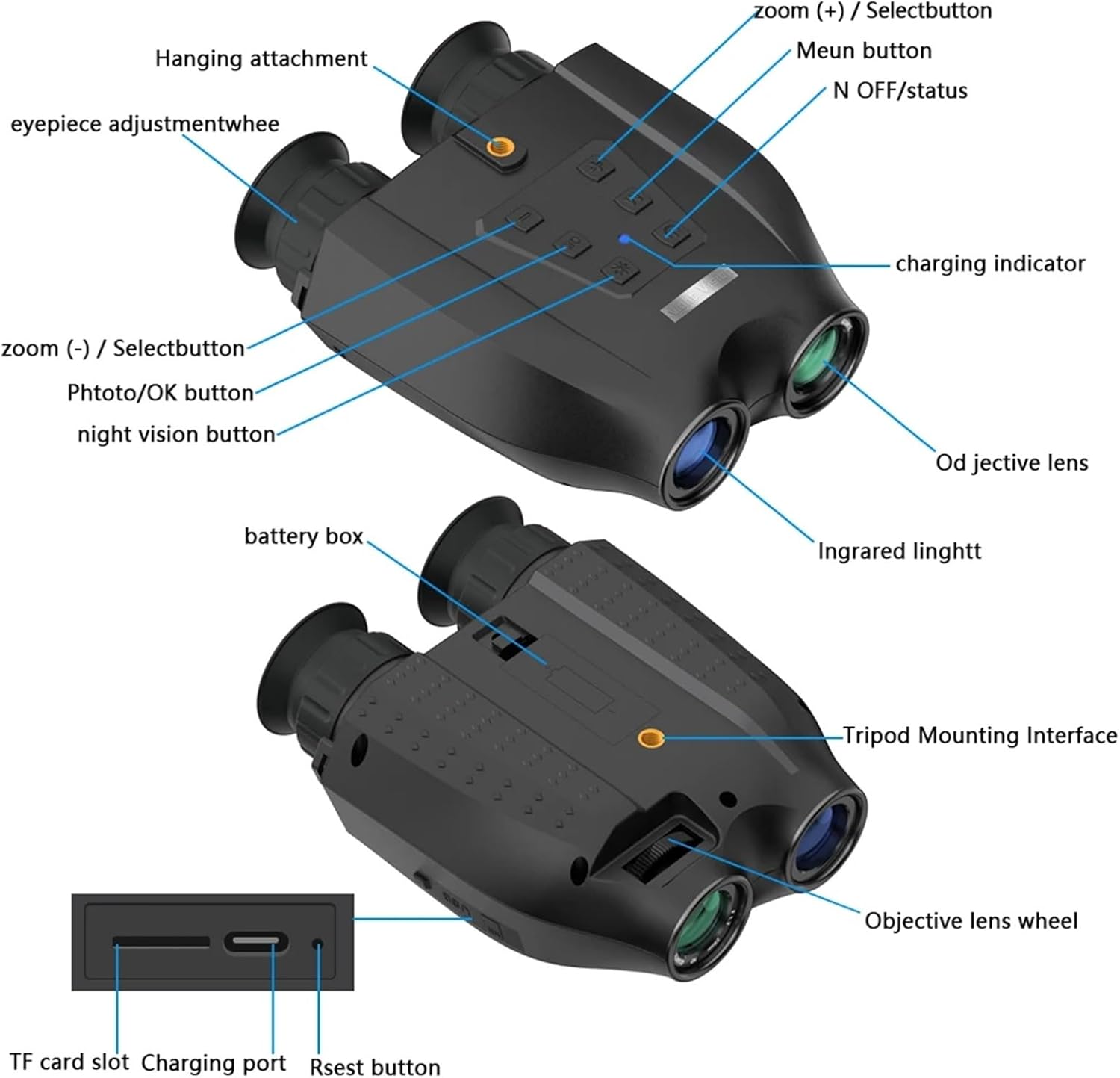 【新品未使用】AC pro 3点セット DT99 👟 48MP 【100x】 2.5K UHD 3D 双眼鏡望遠鏡 8X デジタルズーム