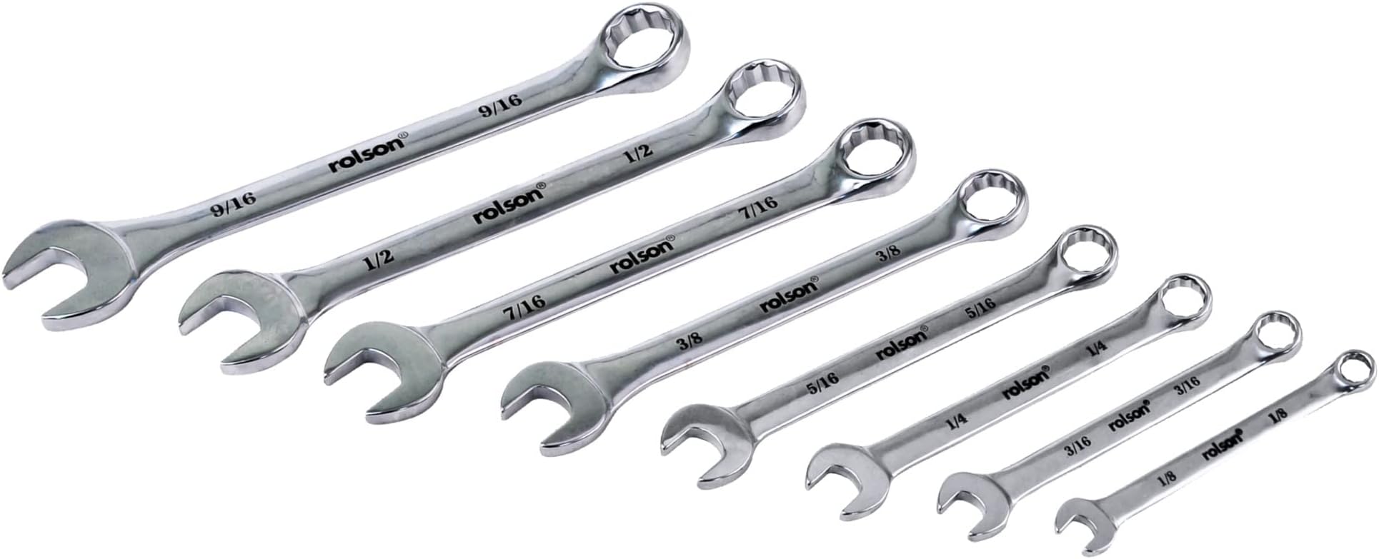 Rolson 46599 8 pc Whitworth Combination Spanner Set