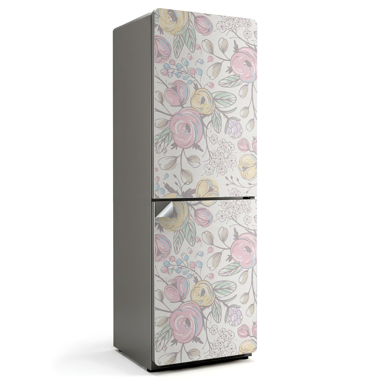 Sticker couvrant entièrement pour frigo 60x180 décoration de cuisine florale