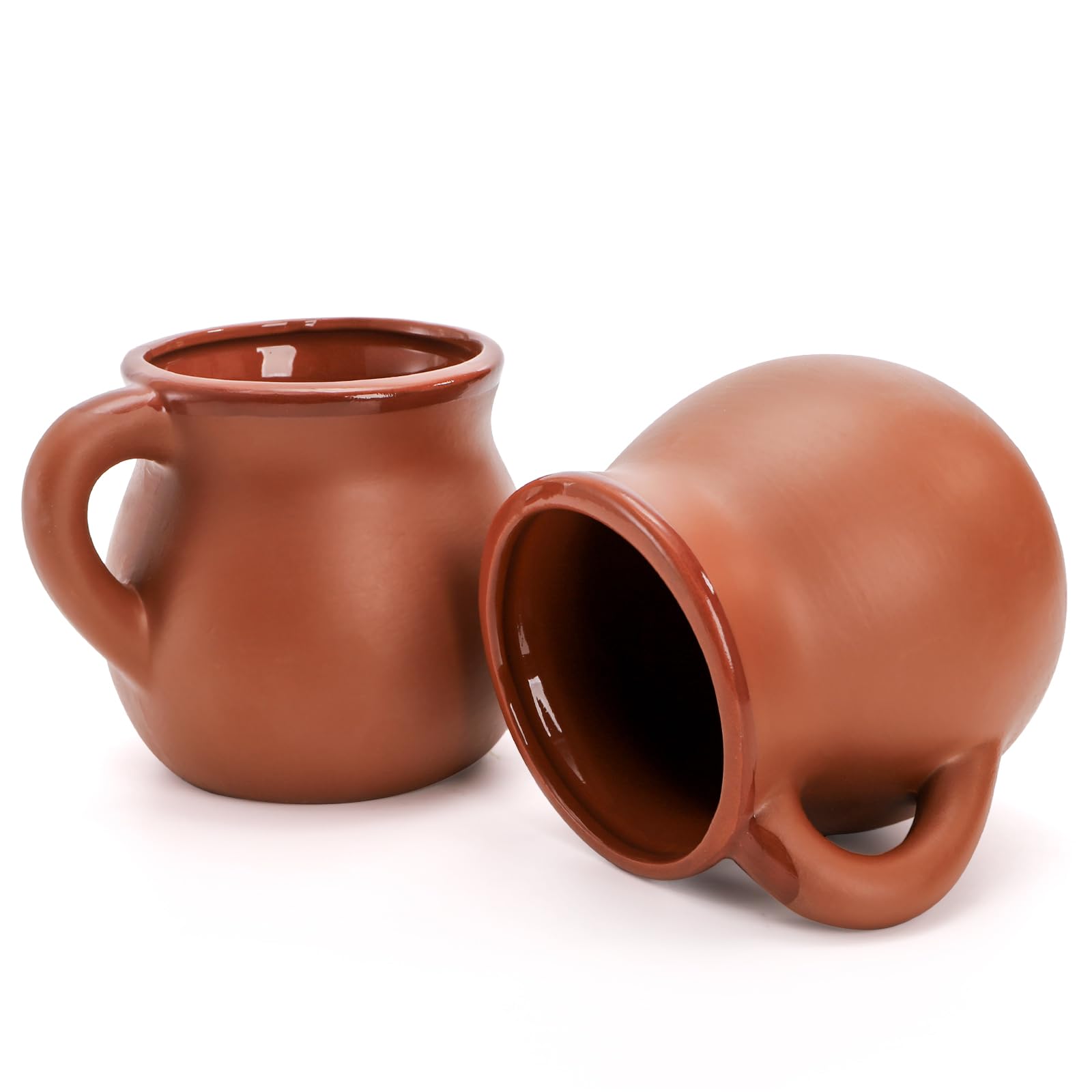 Kingrol Confezione da 6 tazze in argilla messicana autentica – Tazas de Barro, ceramica artigianale per bevande calde e fredde, caffè, tè e cocktail