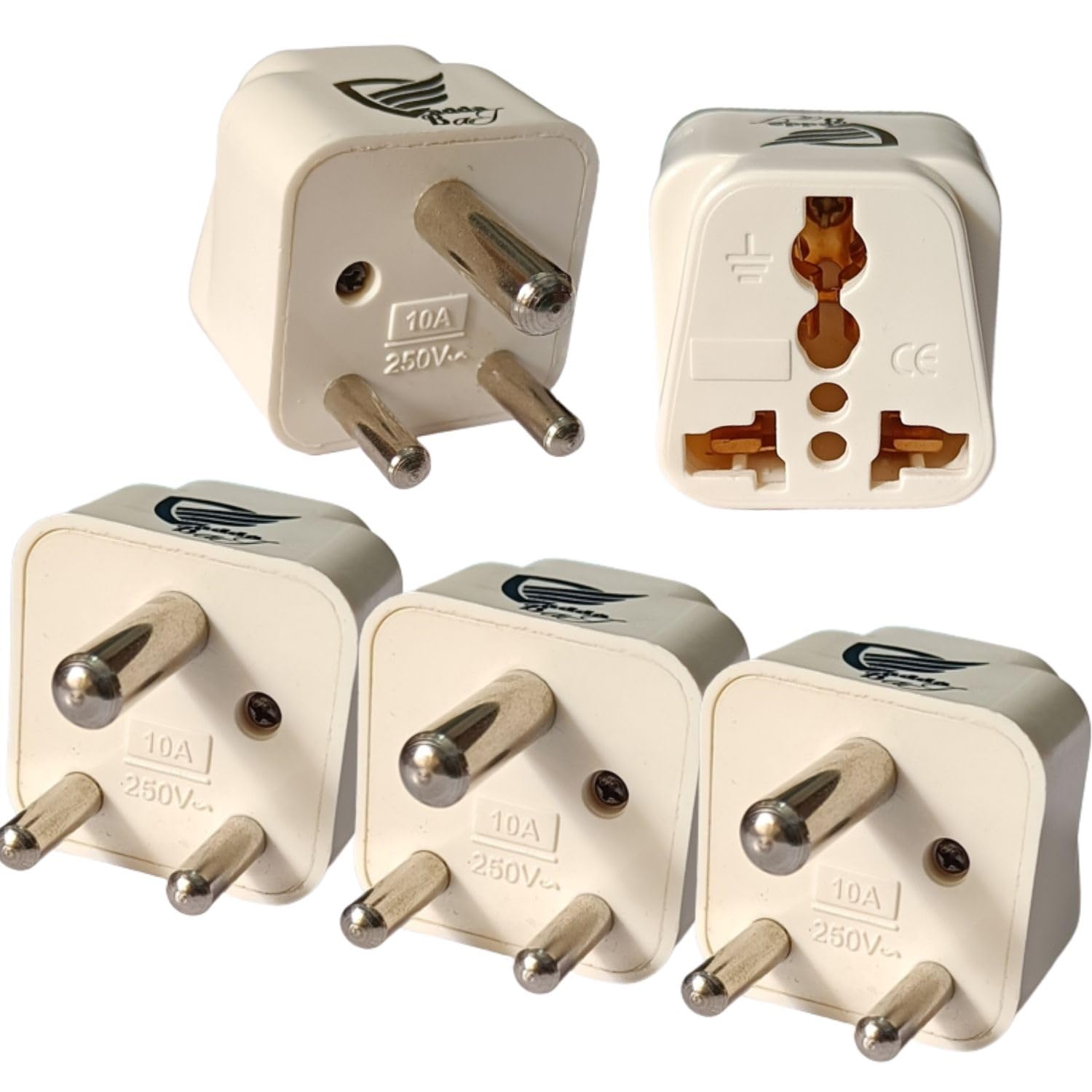 Vadda Bai USA to India Converter Plug - Type D Travel Adapter for USA, UK, Australia, Canada, Europe Plug to Indian Power Plug Sockets - 10A 240V - White, Pack of 5 (B07L6LHZ2B) Amazon Price History, Amazon Price Tracker