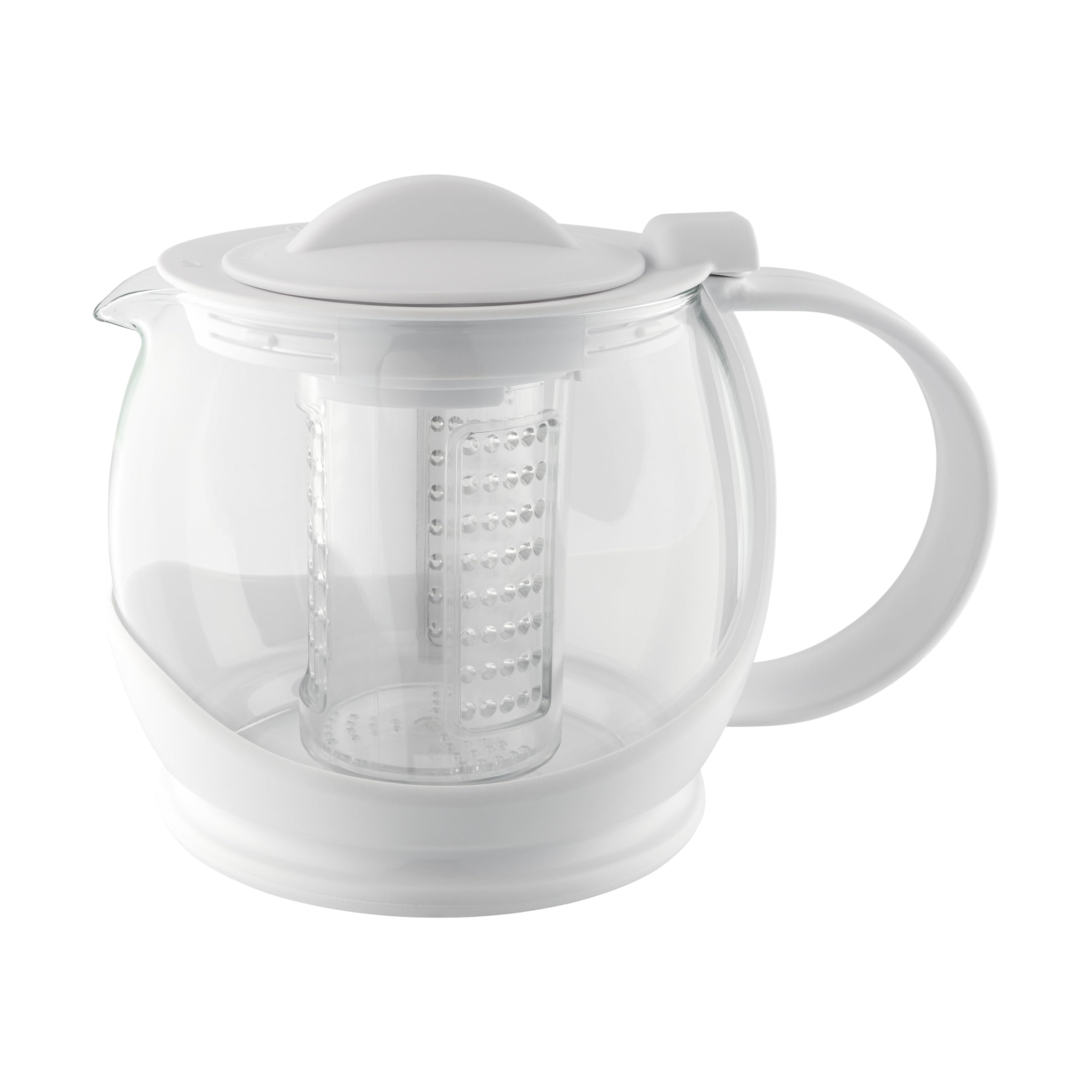 Café Olé Glass Infuser Teapot 12 Cup White Plastic