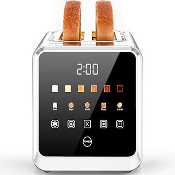 Toaster 2 Slice with Smart Digital Touchscreen & 1-Touch Memory | Stainless Steel 1.5" Extra-Wide Slots for Bagels & Artisan Bread | 900W for Fast, Even Toasting | Defrost, Reheat, Single-Slice Mode