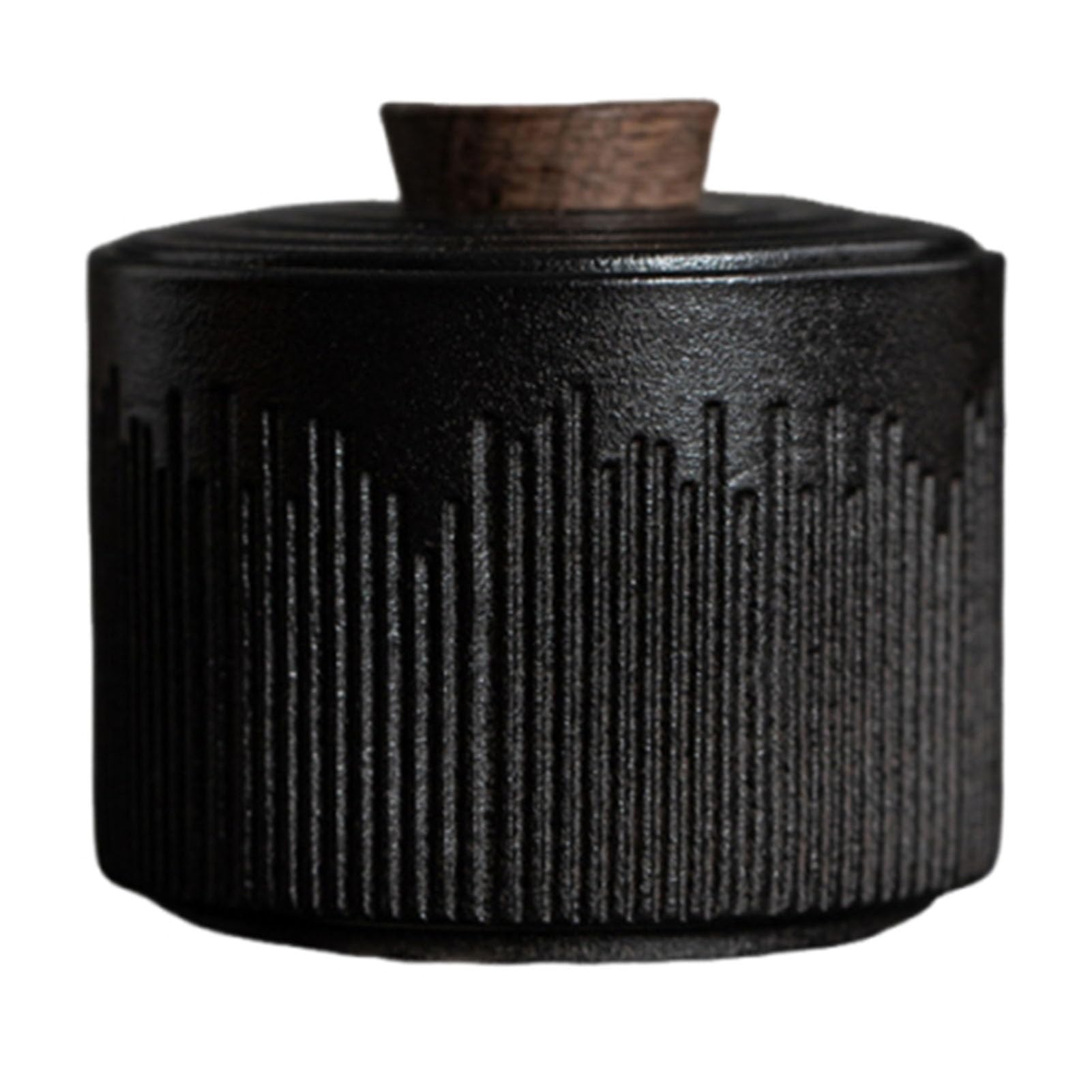 YAIUNHIQ Ceramic Jar with Lid, Small Ceramic Tea Caddy, Coffee Jar, Portable Tea Caddy, for Tea, Coffee and Sugar, Japanese Style, Spices, Nuts(Nero)