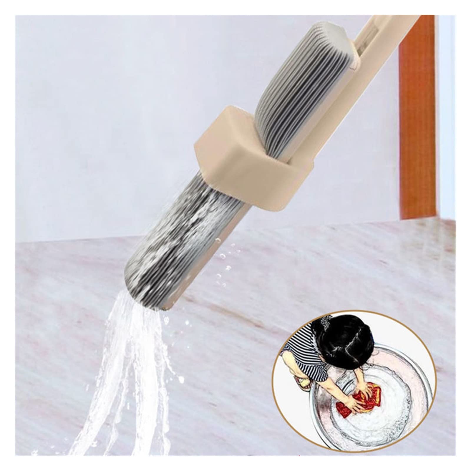 yaoqijie Esponja mágica para fregona auto exprimible agua limpieza del hogar lavado baño piso cocina manos libres escoba giratoria cabeza escoba plana duradera (color: dentro de 2 almohadillas)