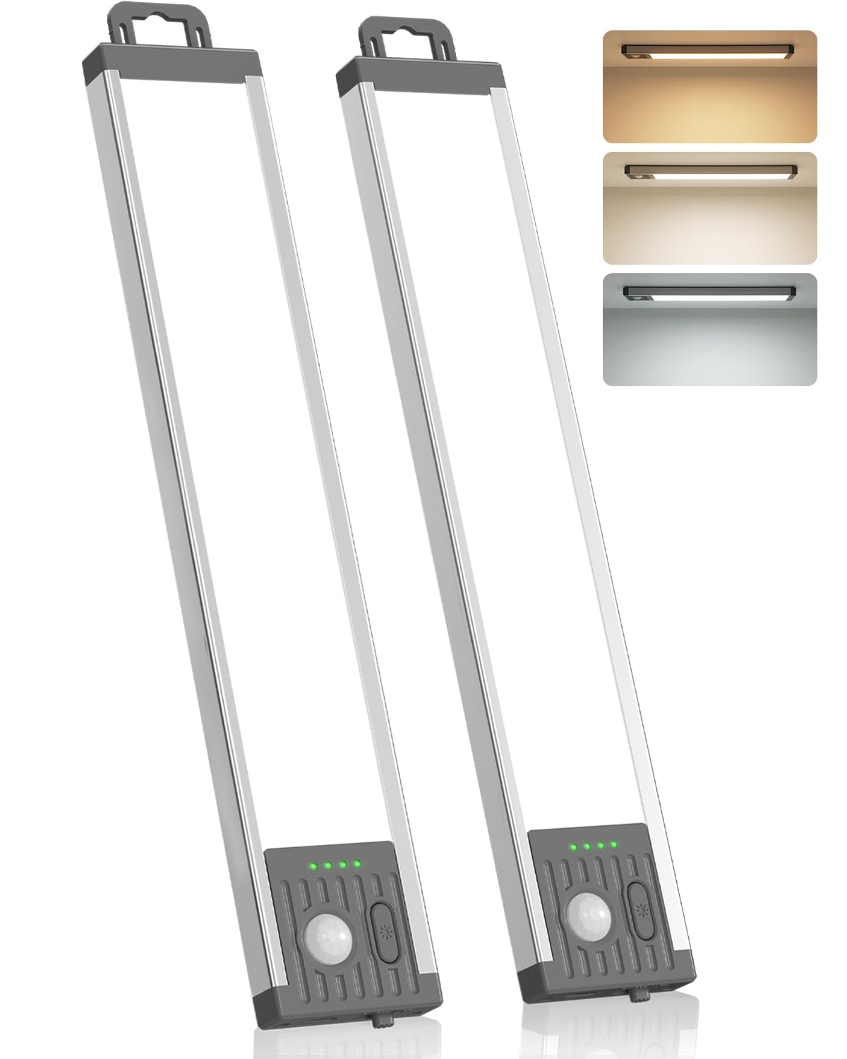 GOODEA 44.5CM Unterbauleuchte Küche LED Schrankbeleuchtung - 4500mAh Akku Bewegungsmelder Licht - 3 Farbten Dimmbar Unterschrank Beleuchtung Magnetisch LED Leiste für Küchen Schrank Büro RV