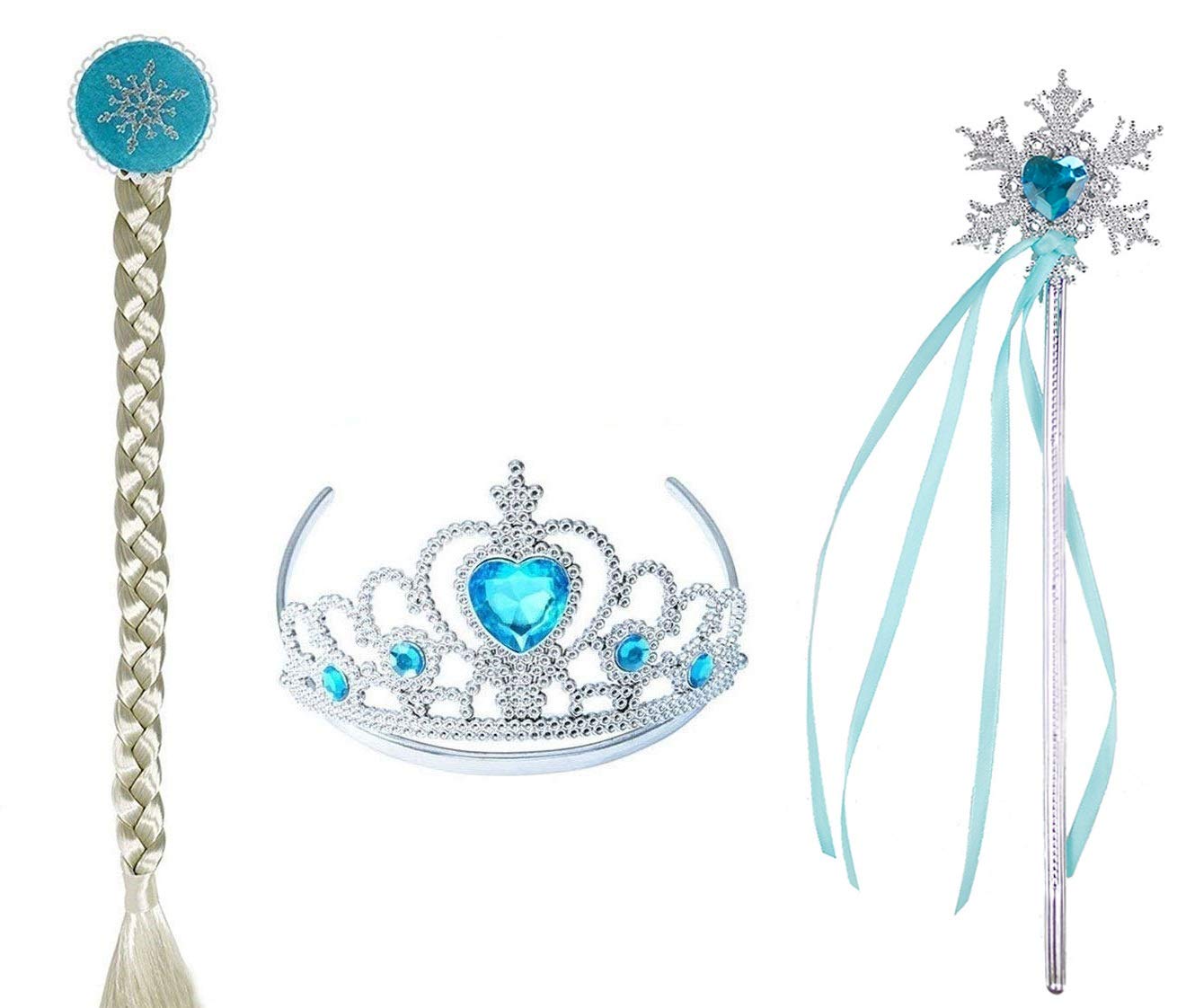 FancyDressWale Party Favour Princess Snowflake Accessories Set Crown Tiara,Braid and Wand for Girls 3-10 Years/Return Gifts (Elsia) (B08ZJJD6MY) Amazon Price History, Amazon Price Tracker