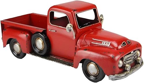 Jardinera de metal rojo galvanizado antiguo para camión de granja, decoración de camión rojo otoño Navidad