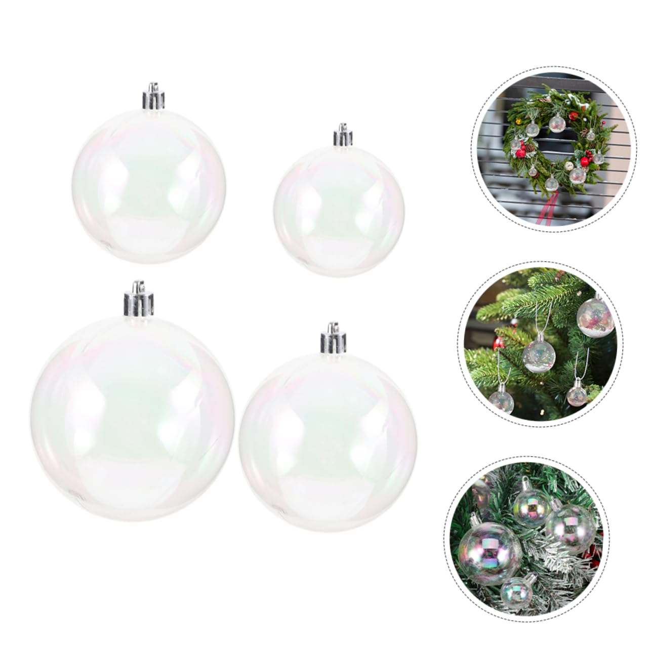 40piezas Bolas Navideñas Transparentes Rellenable Adornos para Árbol de Navidad Bolas de Plástico Colgante Decoración Iridiscente para Fiesta de Navidad