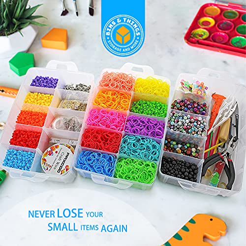 Bins & Things LARGE Clear 4-Tier Stackable Storage Containers With Lids - 40 Adjustable Compartments For Craft Organizers - Storage Box thumb #3