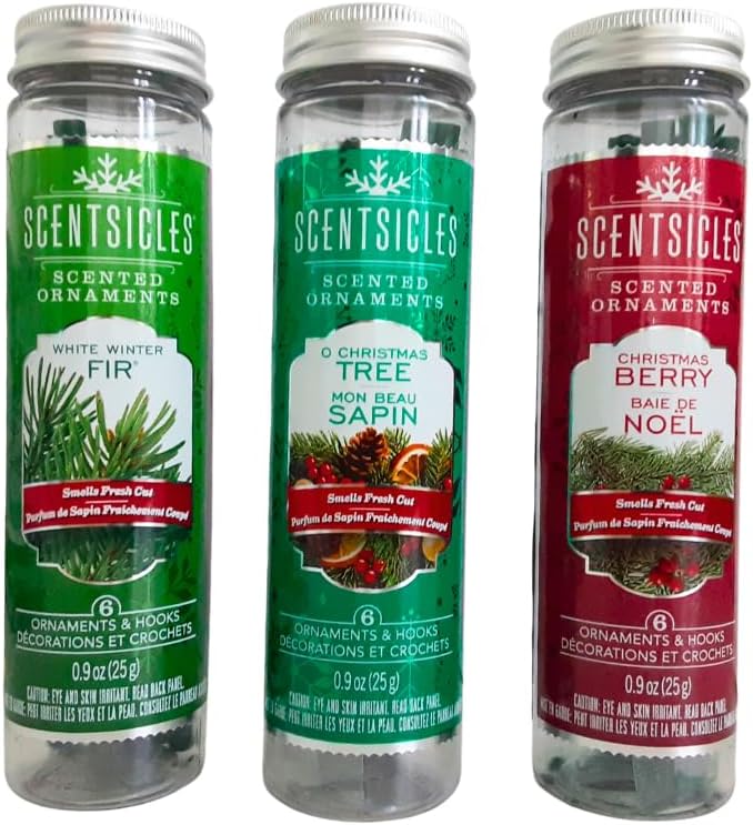Scented Christmas Ornaments - White Winter Fir, O Christmas Tree and Christmas Berry (3 Bottle Bundle)
