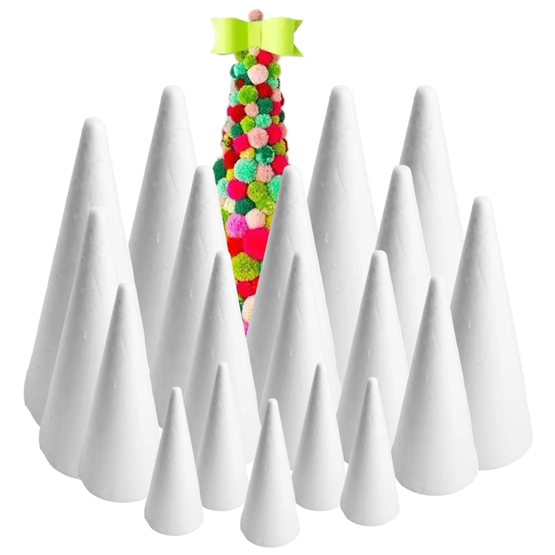 Conos de espuma blanca para decoración de bodas, fiestas y árboles de Navidad caseros