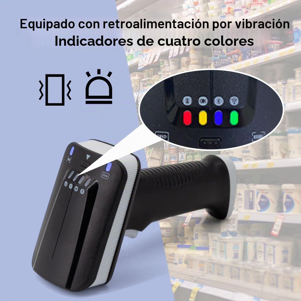 YANZEO SR290 UHF RFID Lector Terminal de Mano Lector de Códigos de Barras 1D/2D QR Scanner, Bluetooth 2.4 GHz+Cable USB Lector de Códigos de Barras para Joyería/Vestir/Calzado