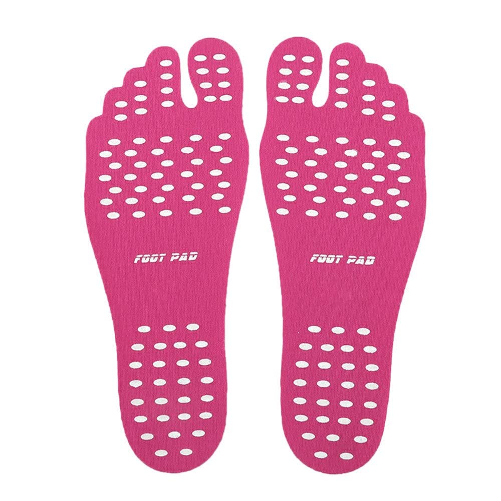 ELBME® Beach Foot Pads Adhesive Feet Sticker Beach Pads Flexible Sole Flexible Swimming Barefoot Non-Slip pads for Swimming Pool Beach Lawn For Men And Woman| Color- Pink | Size- S-image-26
