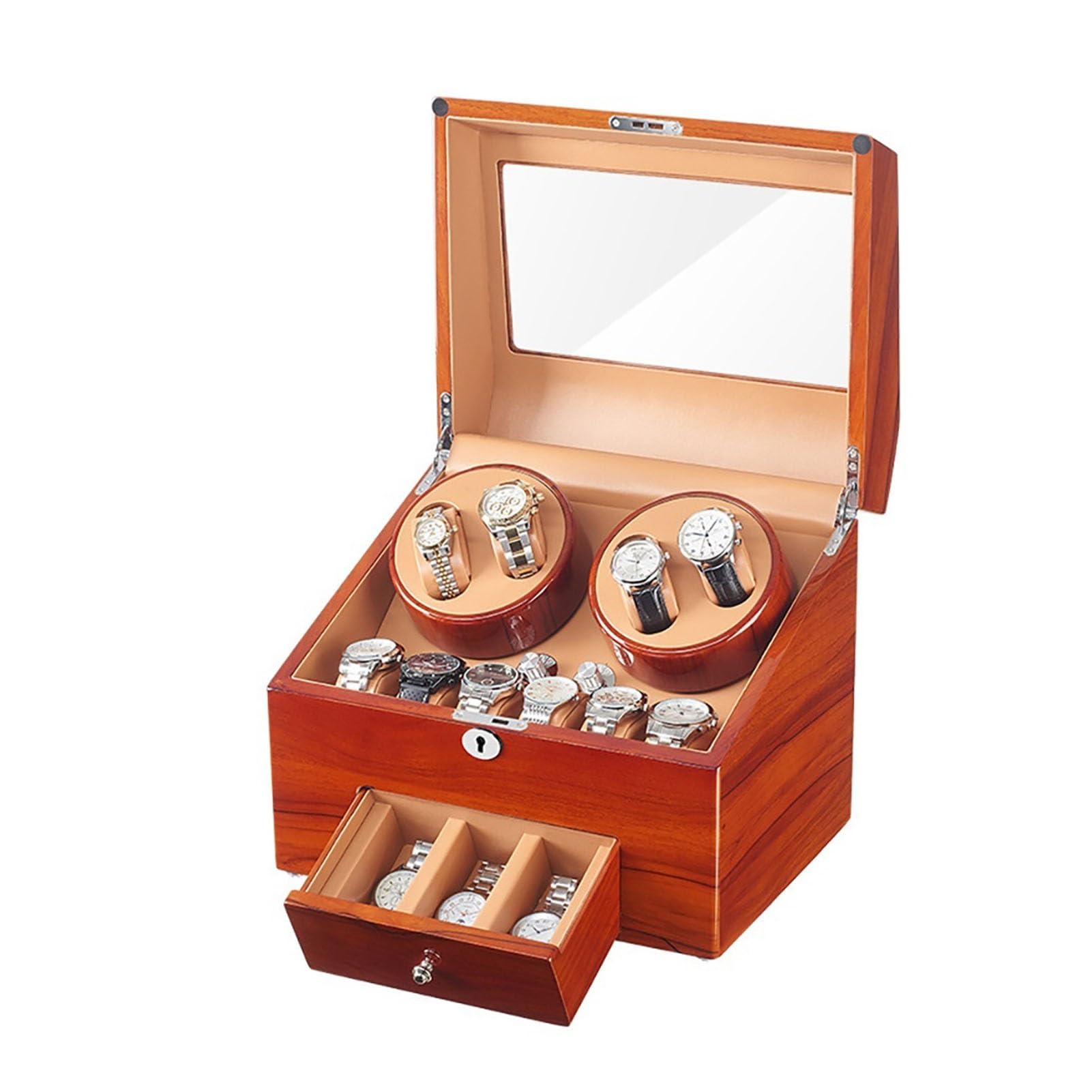 Caricatore Automatico per Orologi 4+9 Orologi Scatola portaoggetti Espositore Custodia per Orologi in Morbida Pelle Tessuto con Cuscino da Tavolo in Schiuma ad Alta resil，C