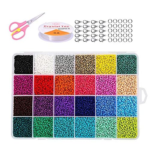 Hanbee Cuentas de Colores para Los niños 24000 Piezas,2mm Mini Cuentas y Abalorios Cristal para DIY Pulseras Collares Bisutería Regalo Cadena(24 Colores)